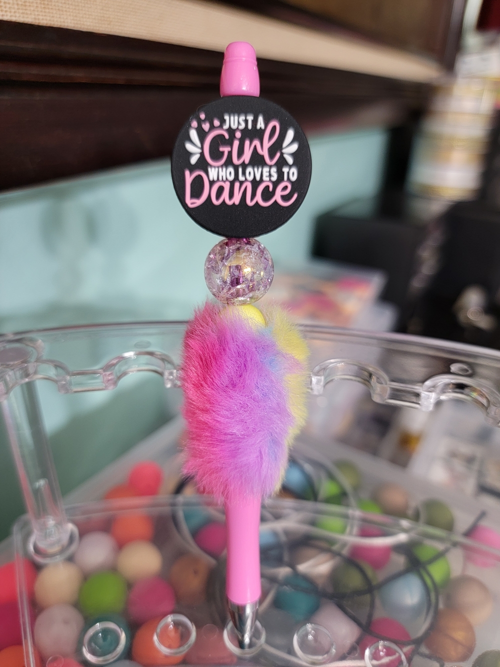 Pink 'Just a Girl Who Loves to Dance' Fuzzy Pen - Picture 3 of 5